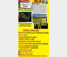 ANTALYA KONYAALTI HİSARÇANDIRDA SATILIK 6487 M2 AR... ANTALYA KONYAALTI HİSARÇANDIRDA SATILIK 6487 M2 AR...