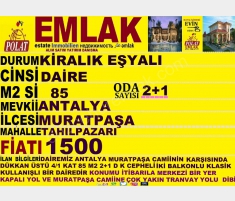 ANTALYA MURATPAŞA CAMİİNİN KARŞISINDA KİRALIK 85 M... ANTALYA MURATPAŞA CAMİİNİN KARŞISINDA KİRALIK 85 M...