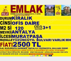 ANTALYA YÜZÜNCÜYIL BULVARINDA KİRALIK 120 M2 3+1 ... ANTALYA YÜZÜNCÜYIL BULVARINDA KİRALIK 120 M2 3+1 ...