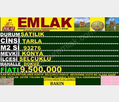 KONYA SELÇULU DOKUZDA SATILIK 93276 M2 ÖZEL İMARL... KONYA SELÇULU DOKUZDA SATILIK 93276 M2 ÖZEL İMARL...